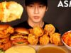 ASMR MUKBANG CHEESY FRIED CHICKEN & CHICKEN SANDWICH & DOUBLE CHEESEBURGER & SPAGHETTI (No Talking)