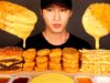 ASMR MUKBANG CHEESY HASH BROWNS & CHICKEN NUGGETS & TRIPLE CHEESEBURGER (No Talking) EATING SOUNDS