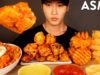 ASMR MUKBANG CHICKEN WINGS & ONION RINGS & KIMCHI FRIED RICE & WAFFLE FRIES (No Talking)
