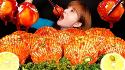 ASMR MUKBANG (COOKING) SPICY FIRE SAUCE SCALLOPS | BOKYOUNG SEAFOOD.