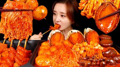 ASMR MUKBANG (COOKING) Spicy Mushroom, Abalone ,Fish cake 매콤한 버섯과 전복, 어묵,치즈떡 먹방