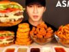 ASMR MUKBANG DOUBLE CHEESEBURGER & ONION RING & CHICKEN NUGGETS & CURLY FRIES (No Talking)