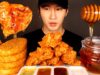 ASMR MUKBANG FRIED CHICKEN & HASH BROWNS with HONEY (No Talking) EATING SOUNDS