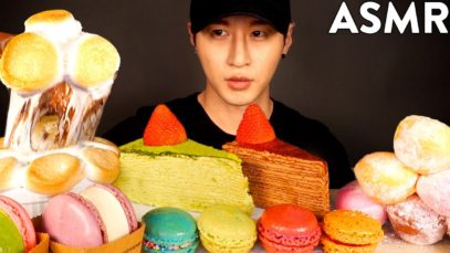 ASMR MUKBANG S’MORES DIP & CREPE CAKE & MOCHI ICE CREAM & MACARONS & MACARON ICE CREAM (No Talking)