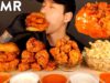 ASMR MUKBANG SPICY CHICKEN WINGS & CHICKEN SANDWICH & POPCORN CHICKEN & MAC (No Talking)