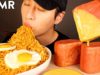 ASMR MUKBANG SPICY INDOMIE MI GORENG & CHEESY SPAM (No Talking) EATING SOUNDS | Zach Choi ASMR