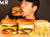 ASMR MUKBANG TRIPLE CHEESEBURGERS & ANIMAL STYLE FRIES (No Talking) EATING SOUNDS | Zach Choi ASMR