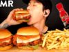 ASMR NUCLEAR FIRE CHICKEN SANDWICH & GARLIC FRIES MUKBANG (No Talking) COOKING & EATING SOUNDS