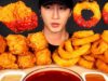 ASMR NUCLEAR FIRE FRIED CHICKEN & ONION RINGS MUKBANG 먹방 (No Talking) EATING SOUNDS | Zach Choi ASMR