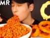 ASMR NUCLEAR FIRE NOODLES & CHEESY ONION RINGS MUKBANG (No Talking) EATING SOUNDS | Zach Choi ASMR