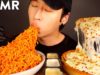 ASMR NUCLEAR FIRE NOODLES & EXTRA CHEESY PIZZA MUKBANG (No Talking) COOKING & EATING SOUNDS