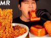 ASMR NUCLEAR FIRE NOODLES & SPAM MUKBANG (No Talking) COOKING & EATING SOUNDS | Zach Choi ASMR