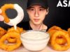 ASMR ONION RINGS & ALFREDO SAUCE MUKBANG (No Talking) EATING SOUNDS | Zach Choi ASMR