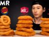 ASMR ONION RINGS MUKBANG (Burger King vs Carls Jr vs Jack in the Box) No Talking | Zach Choi ASMR