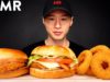 ASMR ONION RINGS & SPICY CHICKEN SANDWICH MUKBANG (No Talking) EATING SOUNDS | Zach Choi ASMR