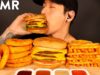ASMR ONION RINGS, TRIPLE CHEESEBURGER & CAJUN FRIES MUKBANG (No Talking) EATING SOUNDS