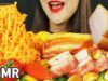 ASMR PORK BELLY CHUNK & COOL NOODLES 통삼겹 바베큐 오븐구이와 쫄면먹방(EATING SOUNDS)MUKBANG, NO TALKING