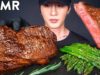 ASMR PRIME RIBEYE & GARLIC ASPARAGUS MUKBANG (No Talking) COOKING & EATING SOUNDS | Zach Choi ASMR