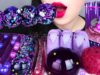ASMR PURPLE FOOD 보라색 디저트 먹방 JELLY NOODLES, BTS STARBUCKS, GALAXY CAND, POPING BOBA EATING MUKBANG