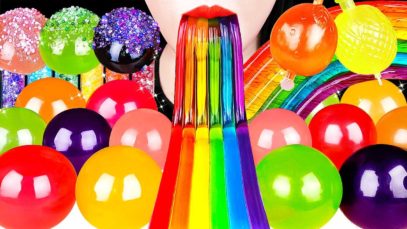 ASMR RAINBOW DESSETS *GIANT BUBBLE JELLY, TIKTOK FRUIT CANDY, JELLY NOODLES, SPRINKLES MUKBANG먹방