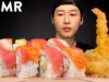 ASMR RAINBOW SUSHI ROLL + FRIED TEMPURA MUKBANG (No Talking) EATING SOUNDS | Zach Choi ASMR