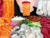 ASMR RAW BEEF, SALMON, OYSTER 육회, 생굴, 연어회, 홀스래디쉬 소스 먹방 SEAFOOD MUKBANG (NO TALKING) EATING SOUNDS
