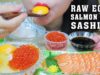 ASMR RAW EGGS WITH COOKED RICE + SALMON ROE AND SALMON SASHIMI , EATING SOUNDS | LINH-ASMR