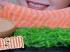 ASMR RAW SALMON WITH MIXED SEAWEED , SAVAGE EATING SOUNDS | LINH-ASMR