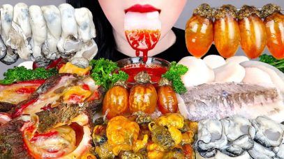 ASMR RAW SEAFOOD *OYSTERS, SCALLOPS, FRESH SEA SQUIRT (HOW TO FILLET A WHOLE FISH) EATING MUKBANG 먹방