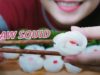 ASMR Raw Squid (Squid sashimi into Rose-shaped) Crunchy EATING SOUNDS | LINH-ASMR