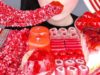ASMR RED DESSERTS 빨간색 디저트 먹방 *물방울떡, 삼겹살 젤리, 딸기 케이크, 로프젤리 RAINDROP JELLY, ROPE JELLY, GUMMY MUKBANG