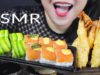 ASMR SALMON AND EEL SUSHI AND TEMPURA SHRIMPS EATING SOUNDS | LINH-ASMR