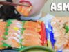 ASMR SALMON PLATTER (SALMON SASHIMI + TORCHED SALMON SUSHI WITH ROE) EATING SOUNDS | LINH-ASMR