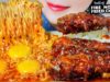 ASMR SAMYANG FIRE NOODLES X KOREAN STYLE SPICY FRIED CHICKEN , EATING SOUNDS | LINH-ASMR
