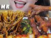 ASMR SAMYANG KOREAN BLACK BEAN NOODLES vs FRIED EAST ALGAE CHICKEN FEET , EATING SOUNDS | LINH-ASMR