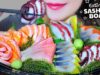 ASMR SASHIMI BOAT (RAW SALMON ,OCTOPUS, KAMPACHI FISH ,SEA GRAPES) EATING SOUNDS | LINH-ASMR