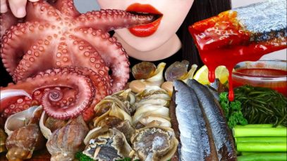 ASMR SEAFOOD OCTOPUS 문어, 과메기, 소라 먹방 (손질법 포함) TURBAN SHELL, GWAMEGI NO TALKING EATING SOUNDS MUKBANG