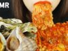 ASMR SEAFOOD(OYSTER, ABALONE, CONCH) + SPICY ENOKI MUSHROOM 굴,소라,전복과 매운 팽이버섯볶음 먹방 MUKBANG