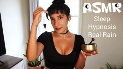 ASMR Sleep Hypnosis | Real Rain | Tibetan Bowl | Pendulum