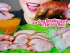 ASMR SMOKY PORK LEG WITH SPRING ROLL AND PEANUT SAUCE RECEPIE EATING SOUNDS LINH ASMR
