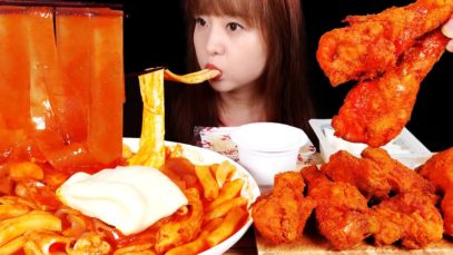 ASMR 응떡, 뿌링클 Spicy Cheese Rice Cake(Tteokbokki), korean Spicy Fried Chicken(Bburinkle). MUKBANG