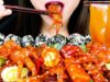 ASMR SPICY CHICKEN FEET with Glass Noodles and Quail eggs and Rice Cake   (EATING SOUNDS) MUKBANG