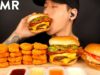 ASMR SPICY CHICKEN NUGGETS & DOUBLE CHEESEBURGER MUKBANG (No Talking) EATING SOUNDS