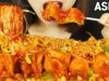 ASMR SPICY ENOKI MUSHROOM + BEAN SPROUTS + FISH CAKE +RICE CAKE (EATING SOUNDS)MUKBANG