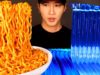 ASMR SPICY FIRE NOODLES & BLUE JELLY NOODLES MUKBANG (No Talking) EATING SOUNDS | Zach Choi ASMR