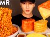 ASMR SPICY FIRE NOODLES & CHEESY SPAM & HASH BROWNS MUKBANG (No Talking) EATING SOUNDS