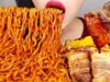 ASMR SPICY FIRE NOODLES, GRILLED PORK BELLY 불닭볶음면 삼겹살 먹방 NO TALKING EATING SOUNDS MUKBANG