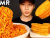 ASMR SPICY FIRE NOODLES & HASH BROWNS MUKBANG (No Talking) COOKING & EATING SOUNDS | Zach Choi ASMR