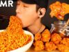 ASMR SPICY FIRE NOODLES & HONEY GLAZED FRIED CHICKEN MUKBANG (No Talking) COOKING & EATING SOUNDS
