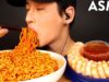 ASMR SPICY FIRE NOODLES & SHRIMP COCKTAILS MUKBANG (No Talking) EATING SOUNDS | Zach Choi ASMR